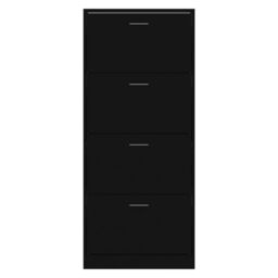 Berkfield Home Shoe Cabinet Black 63x24x147 cm Engineered Wood - Size: 63 x 24 x 147 cm - thumbnail 4