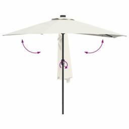 Berkfield Home Half Garden Parasol with Aluminium Pole in Sand 294 cm in Beige - thumbnail 9