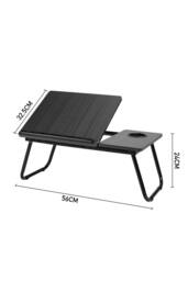 Living and Home Adjustable Laptop Bed Desk with Cup Holder in Black - thumbnail 6