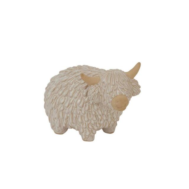 Lemon Pavilion Furniture and Decor Medium Alora Highland Cow Christmas Decoration - L11 x W20 x H14 cm in White