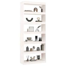 Berkfield Home Beautiful Book Cabinet/Room Divider White 80x30x199.5 cm Solid Wo - thumbnail 4