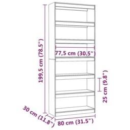 Berkfield Home Beautiful Book Cabinet/Room Divider White 80x30x199.5 cm Solid Wo - thumbnail 8