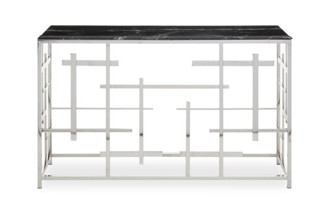 Orsina Stylish White Marble Console Table-Versatile Decorative Table For Patio-Convenient Rectangular Table in Black - image 1