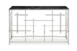 Orsina Stylish White Marble Console Table-Versatile Decorative Table For Patio-Convenient Rectangular Table in Black - thumbnail 6