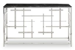 Orsina Stylish White Marble Console Table-Versatile Decorative Table For Patio-Convenient Rectangular Table in Black - thumbnail 4