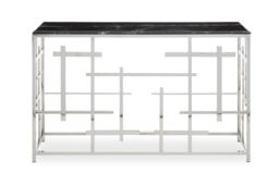Orsina Stylish White Marble Console Table-Versatile Decorative Table For Patio-Convenient Rectangular Table in Black - thumbnail 1