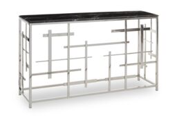 Orsina Stylish White Marble Console Table-Versatile Decorative Table For Patio-Convenient Rectangular Table in Black - thumbnail 2