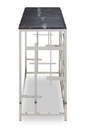 Orsina Stylish White Marble Console Table-Versatile Decorative Table For Patio-Convenient Rectangular Table in Black - thumbnail 3