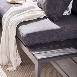 FurnitureboxUK Dubai 6 Seater Outdoor Corner Sofa with Wood-Effect Tables in Grey - thumbnail 3