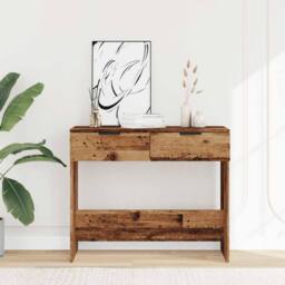 Berkfield Home Console Table Old Wood 90x36x75 cm Engineered Wood in Brown - Size: 90 x 36 x 75 cm - thumbnail 3