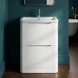 Balterley Dunwood Contemporary 2 Drawer Vanity Basin Unit, Satin White, 600mm in White - thumbnail 6