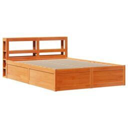 Berkfield Home Bed Frame with Headboard Wax Brown 150x200 cm King Size Solid Wood Pine - thumbnail 2