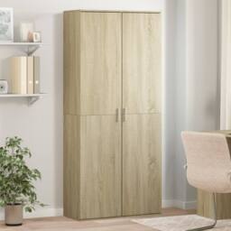 Berkfield Home Highboard Sonoma Oak 80x35x180 cm Engineered Wood in Brown - Size: 80 x 35 x 180 cm - thumbnail 2