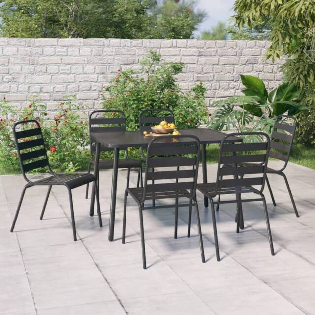 Berkfield Home 7 Piece Garden Dining Set Anthracite Steel - image 1
