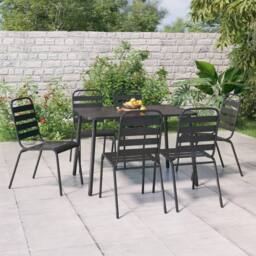 Berkfield Home 7 Piece Garden Dining Set Anthracite Steel - thumbnail 1