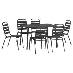 Berkfield Home 7 Piece Garden Dining Set Anthracite Steel - thumbnail 3
