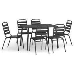 Berkfield Home 7 Piece Garden Dining Set Anthracite Steel - thumbnail 2