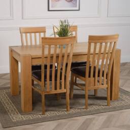 Thats Furniture Kuba 150 x 85 cm Chunky Medium Oak Dining Table & 4 Harvard Chairs in Brown - thumbnail 3