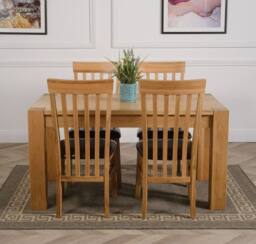 Thats Furniture Kuba 150 x 85 cm Chunky Medium Oak Dining Table & 4 Harvard Chairs in Brown - thumbnail 2