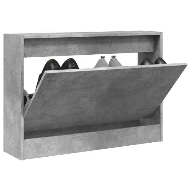 Berkfield Home Shoe Cabinet Concrete Grey 80x21x57 cm Engineered Wood - Size: 80 x 21 x 57 cm - image 1