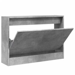 Berkfield Home Shoe Cabinet Concrete Grey 80x21x57 cm Engineered Wood - Size: 80 x 21 x 57 cm - thumbnail 2