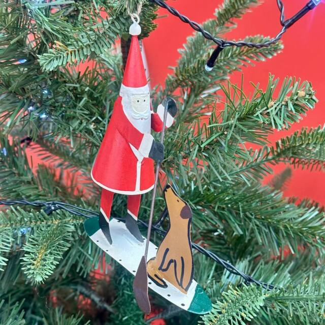 The Alphabet Gift Shop Sup Paddleboard Santa Bauble in Red