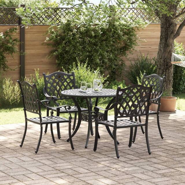 Berkfield Home 5-Piece Garden Dining Set in Black Cast Aluminium - image 1