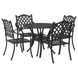 Berkfield Home 5-Piece Garden Dining Set in Black Cast Aluminium - thumbnail 2