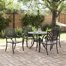 Berkfield Home 5-Piece Garden Dining Set in Black Cast Aluminium - thumbnail 4
