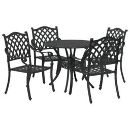 Berkfield Home 5-Piece Garden Dining Set in Black Cast Aluminium - thumbnail 7