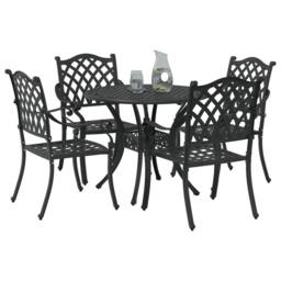 Berkfield Home 5-Piece Garden Dining Set in Black Cast Aluminium - thumbnail 3