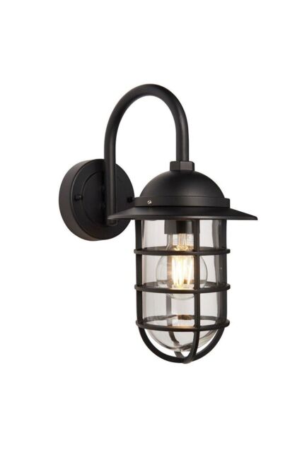 Netlighting Port Classic Outdoor Cage Wall Light Textured Black IP44 - image 1
