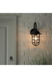 Netlighting Port Classic Outdoor Cage Wall Light Textured Black IP44 - thumbnail 3