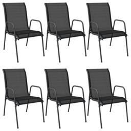 Berkfield Home Garden Chairs 6 pcs Steel & Textilene Black - thumbnail 2