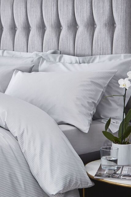 Catherine Lansfield Satin Stripe 300 Thread Count Cotton' Standard Pillowcases in Grey - image 1