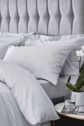 Catherine Lansfield Satin Stripe 300 Thread Count Cotton' Standard Pillowcases in Grey - thumbnail 1