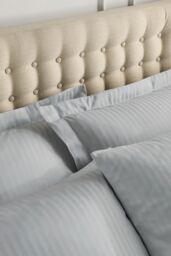 Catherine Lansfield Satin Stripe 300 Thread Count Cotton' Standard Pillowcases in Grey - thumbnail 2