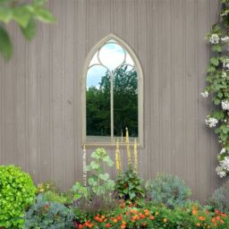Agenzia 14 Antique Cream Arched Metal Frame Window Garden Wall Mirror 112 x 61cm - Size: 112 x 61 cm - thumbnail 5
