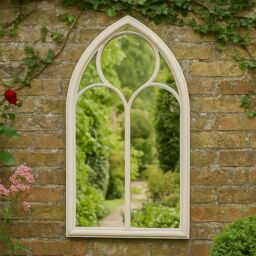 Agenzia 14 Antique Cream Arched Metal Frame Window Garden Wall Mirror 112 x 61cm - Size: 112 x 61 cm