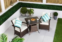 Thats Furniture Arizona Square Rattan Garden Bistro Table & Chairs Set 2 Seater in Brown - thumbnail 2