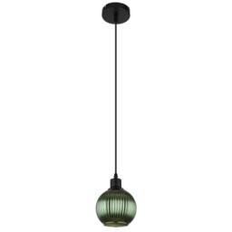 Netlighting Zumba Dome Pendant Matt Black Ball Green Glass Shade 1x E27 - thumbnail 2