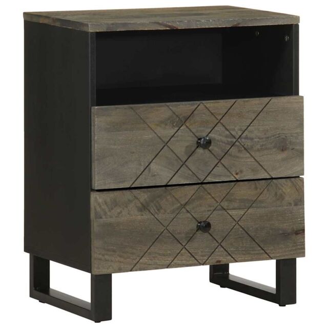 Berkfield Home Bedside Cabinet Black 50x33x62 cm Solid Wood Mango - Size: 50 x 33 x 62 cm - image 1