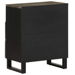 Berkfield Home Bedside Cabinet Black 50x33x62 cm Solid Wood Mango - Size: 50 x 33 x 62 cm - thumbnail 5
