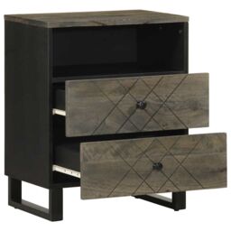 Berkfield Home Bedside Cabinet Black 50x33x62 cm Solid Wood Mango - Size: 50 x 33 x 62 cm - thumbnail 2