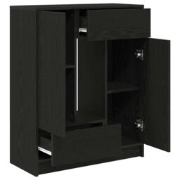 Berkfield Home Sideboard with Drawers & Doors Black Oak 73x31x90 cm - Size: 73 x 31 x 90 cm - thumbnail 5
