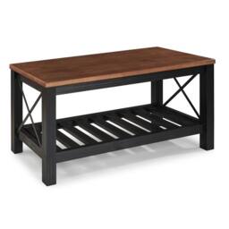 FORGEVIO Cottage Bench Black Painted Pine Wooden Seat Slatted Storage Shelf in Brown - thumbnail 5