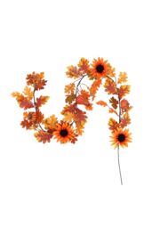 Living and Home 180cm Autumn Garland for Front Door Stairs Fireplace Artificial Sunflower Acorn Leaf Pumpkin Vine w/ 3.8m Light String for Home Decor - thumbnail 5