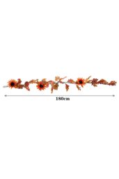 Living and Home 180cm Autumn Garland for Front Door Stairs Fireplace Artificial Sunflower Acorn Leaf Pumpkin Vine w/ 3.8m Light String for Home Decor - thumbnail 6