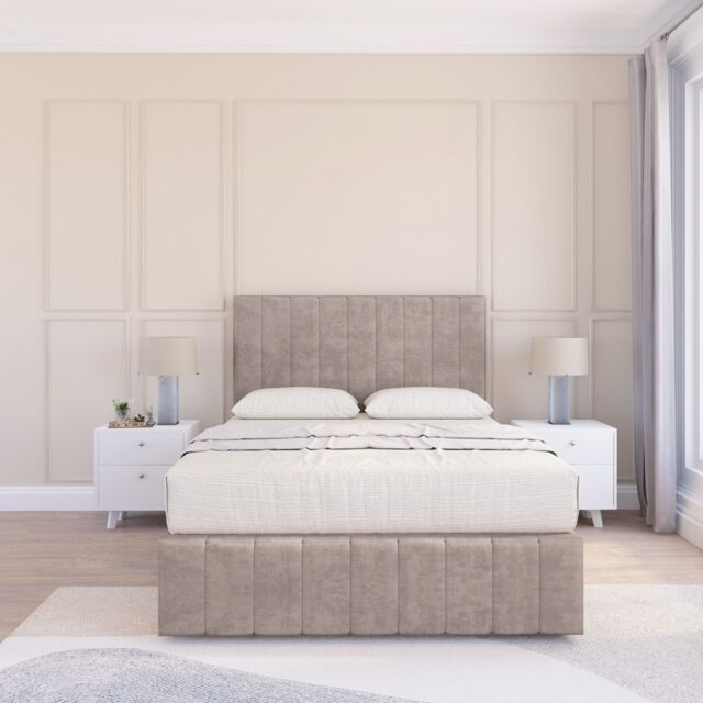 "Sloomy Cambridge Plush Bed Set, No Drawers Mattress & 26"" Headboard in Stone - Size: Super King" - image 1