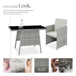 tectake Garden Furniture Set Lausanne in Light Grey - Size: 2 Seater - thumbnail 3